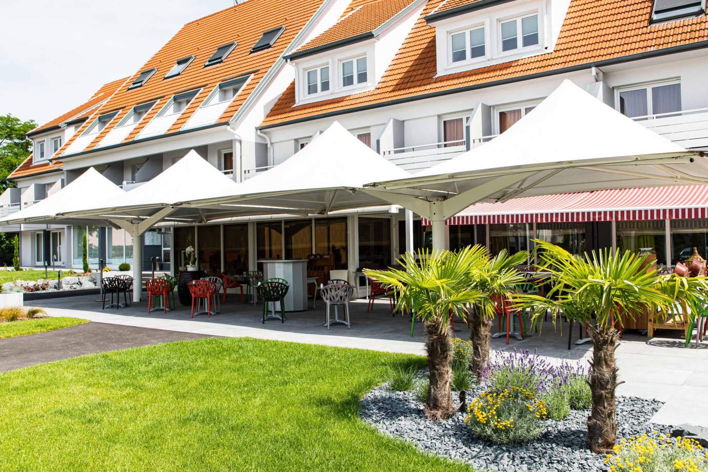 La façade et la terrasse de l’Europe Haguenau