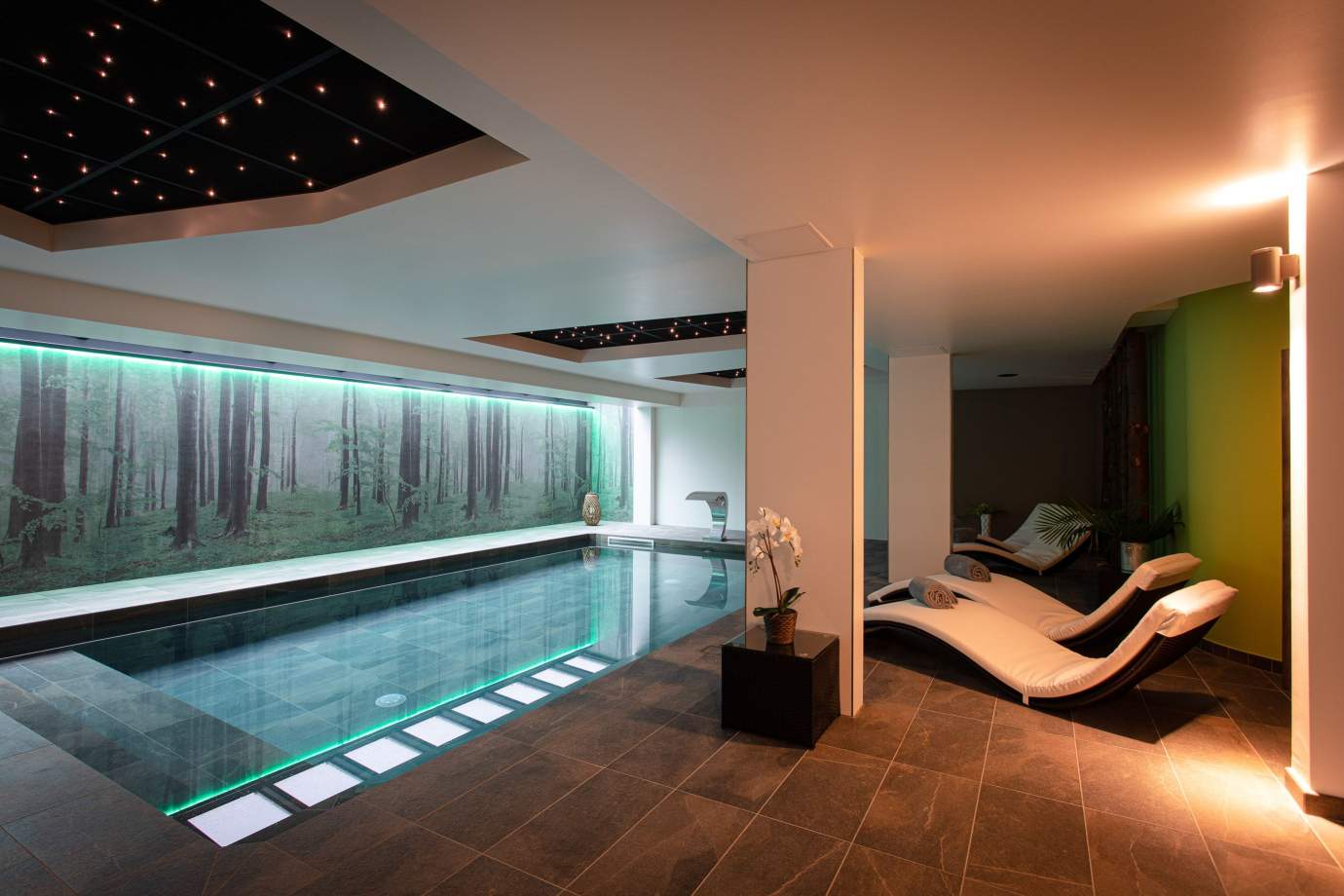 La piscine intérieure du spa La Canopée