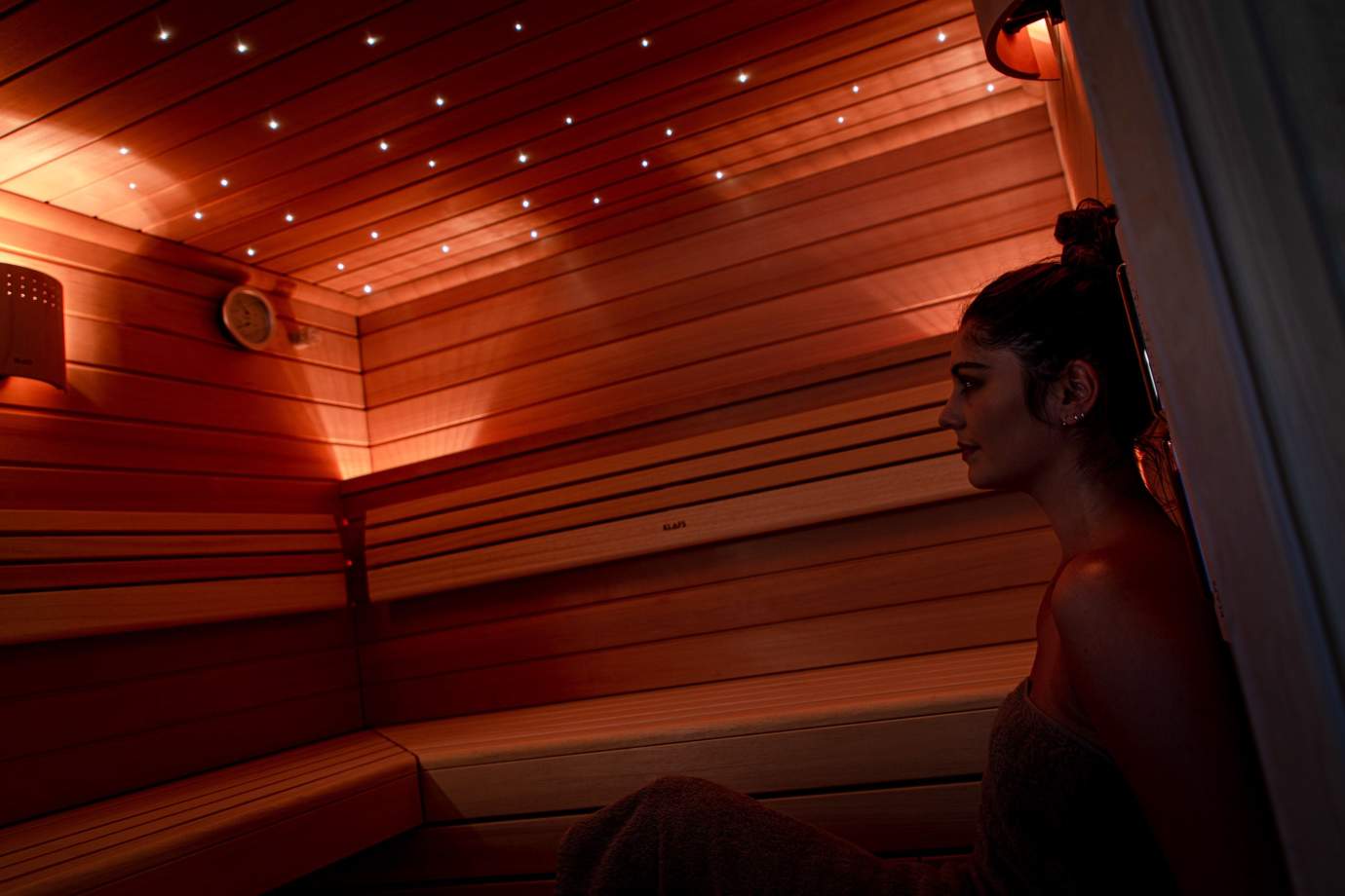Le sauna du spa La Canopée
